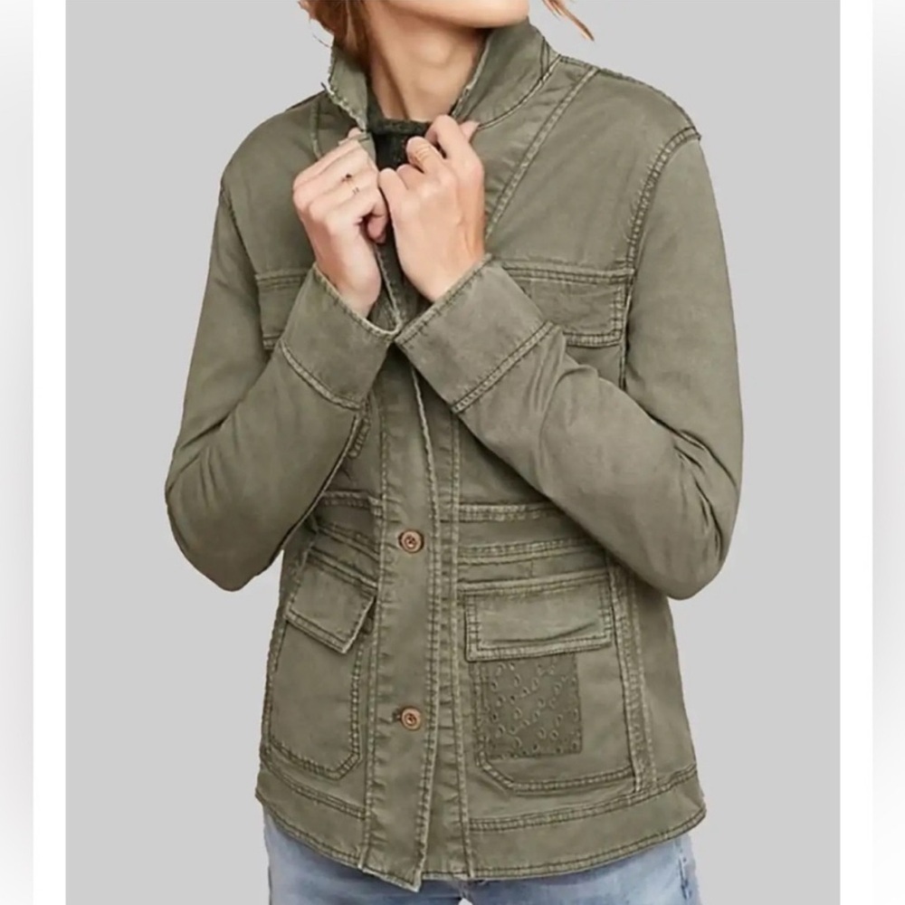 Anthropologie Green Military Jacket size S “Run Ruby Jacket”